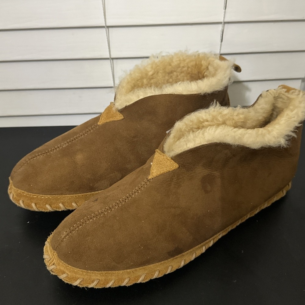 LL BEAN Wicked Good Lodge Chukkas Shearling Slipper Moccasin Boots‎ Mens Sz 10